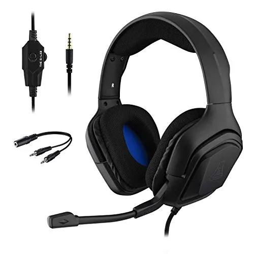 The G-Lab Korp Cobalt Cuffie da Gaming PS4 - Microfono Cuffie Stereo, Ultra Leggero, Cuffie per Basso Elettrico - Mic Jack da 3,5 mm per PC PS4 PS5 Xbox One Mac Nintendo Switch Smartphone (Nero)