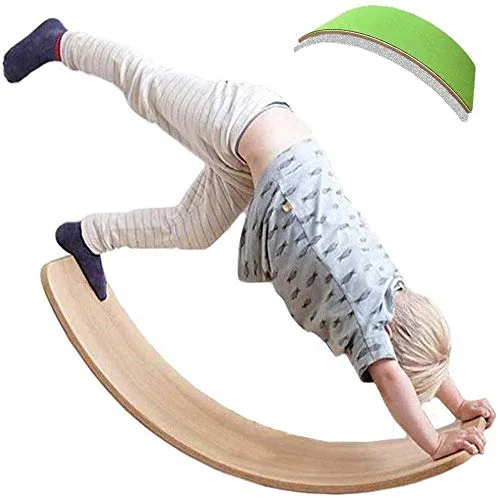 Bordo curvy del bordo di yoga del bambino dei bambini Tavole di legno Waldorf Wobble Balance Board con strato di feltro Come altalena barca bilanciere scivolo tavolo bilanciamento Giocattoli educativi