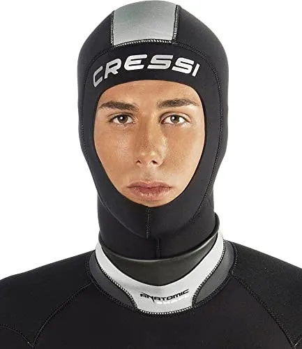 Cressi Draget Hood Man 5mm - Cappuccio Mute Uomo in Neoprene Nero 5mm per Immersioni, Snorkeling, Nuoto, e altri Sport Acquatici, M-3/4