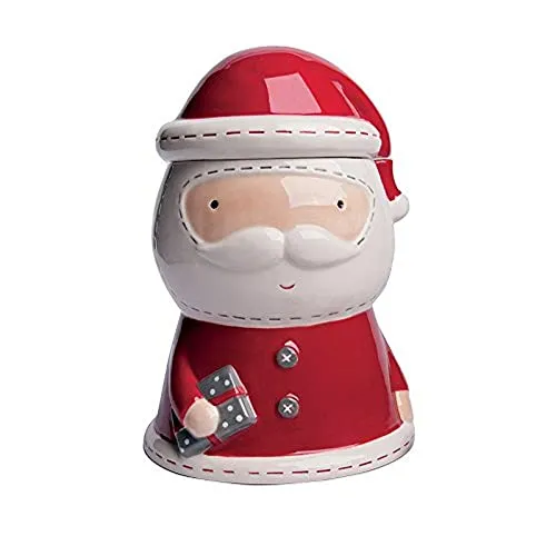 Excelsa Xmas Country Style Biscottiera, Ceramica, Bianco/Rosso