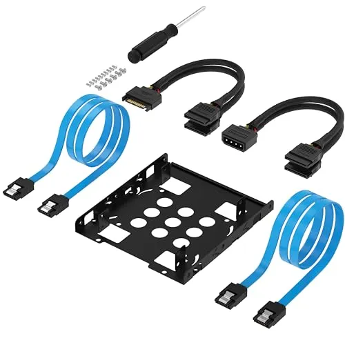 SABRENT Kit di Montaggio per Hard Disk da 3,5 pollici a X2 SSD / 2,5 pollici Interno [Cavi SATA e Alimentazione inclusi] (BK-HDCC)