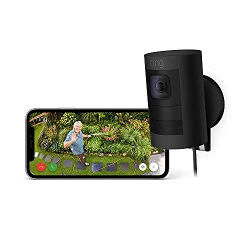 Videocamera di sicurezza Ring Stick Up Cam Elite HD, con sistema di comunicazione bidirezionale, colore nero, compatibile con Alexa