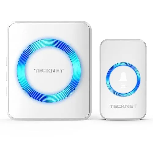 Campanello Senza Fili, TeckNet Campanello Wireless Impermeabile da Esterno, Portata 400m, 60 Melodie con 5 Livelli di Volume (1x Trasmettitore e 1x Ricevitore)