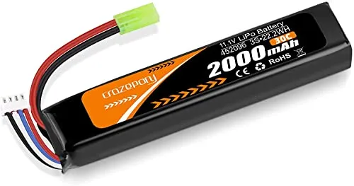 11,1V Batteria Softair 2000mAh 30C Ricaricabile Hobby LiPo Batteria con Connettore Mini per Pistole Airsoft Fucile Softair