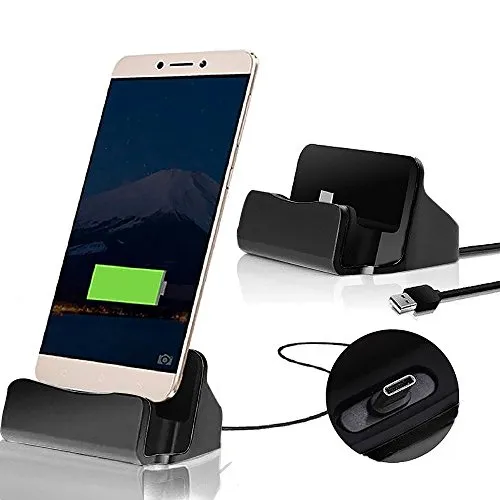 TUTUO 3 in 1 USB C Stazione di Ricarica & USB 3.0 Trasmissione Dati Multifunzionale Alta Compatibilità per Samsung S9 S8, LG V30, Oneplus 6 e Altri (Nero)