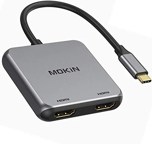 MOKiN Hub USB C Adattatore a Doppio HDMI multiporta da Tipo C a HDMI/Thunderbolt 3 Doppio Display HDMI 4K Hub USB C Compatibile MacBook/MacBook PRO, Surface, LenovoYoga, dell XPS, Surface Book 2, ECC