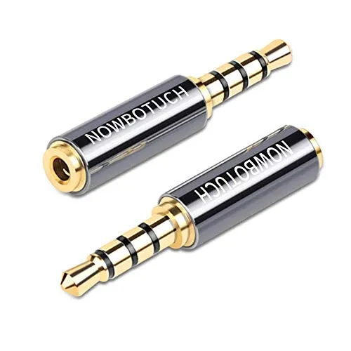 NOWBOTUCH da 3,5 mm maschio a 2,5 mm femmina Adattatore (confezione da 2), 2,5mm Femmina a 3,5mm Maschio 4 poli Jack Auricolare stereo Connettore cuffia audio Convertitore Supporta microfono e cuffia