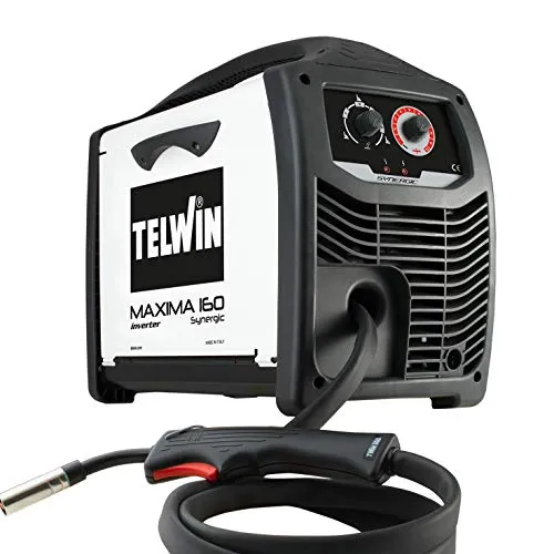 Telwin 816085 Maxima 160 Synergic Saldatrice Inverter a Filo Mig-Mag/Flux/Brazing, 230 V, Maxima 160, Bianco