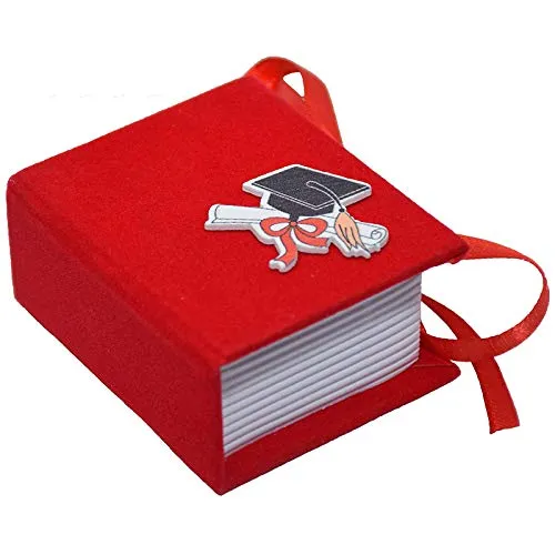 Aurora Store.it 36 Scatole Libro Laurea Rosso in cartoncino Vellutato Applicazione Tocco e Pergamena Rosso Bomboniera Porta Confetti Tocco 6,8 x 5,8 x 3,2 cm