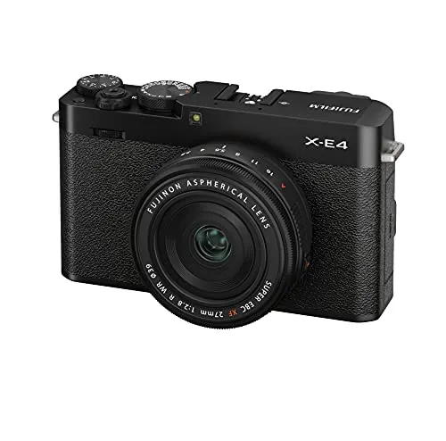 FUJIFILM X-E4, fotocamera digitale mirrorless con obiettivo XF27mmF2.8 R WR, colore: Nero