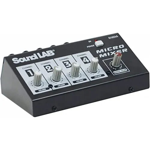 Soundlab, G105AA, mixer per microfono, 4 canali, mono 9 V