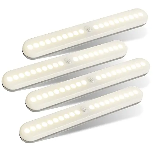 OUSFOT Luce Led Sensore Movimento 4 Pack 3 Modalità Wireless Luce Armadio 20 Led Usb Ricaricabile Armadio Guardaroba per Scale Corridoio Cucina Garage Emergenze