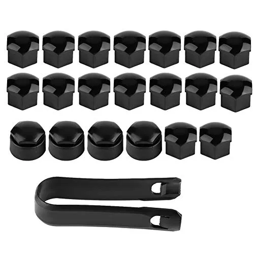 Qiilu Auto Copridadi e copribulloni, 20pcs 17mm dado ruota auto mozzo auto protezione vite tappo di copertura antifurto (nero)