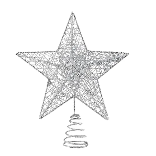 Puntale per Albero di Natale a Forma di Stella, Christmas Tree Stella per Albero Top Star Puntale per Albero di Natale Festival Lucido Decorazioni Natalizia (d'argento)
