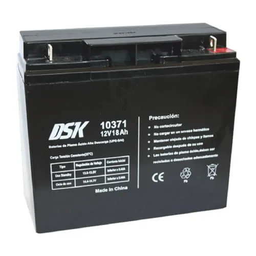 DSK 10371 - Batteria al piombo sigillata AGM ad alta scarica da 12V e 18Ah Batteria ideale per UPS-UPS, sistemi di sicurezza e comunicazione, luci di emergenza, nero