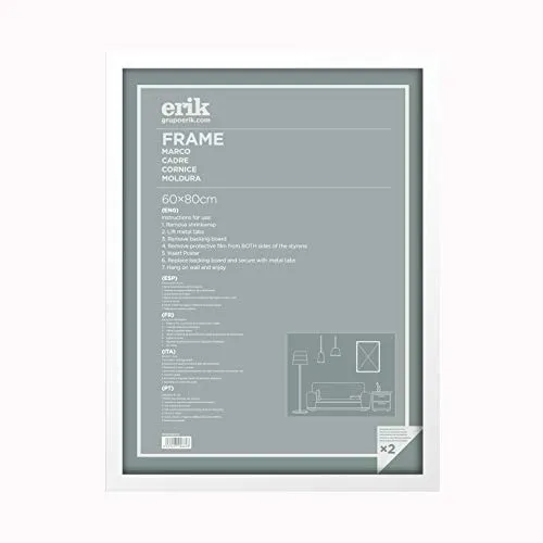 Grupo Erik Cornice decorativa con stampa decorativa, 60 x 80 cm, colore: bianco, 60 x 80 cm