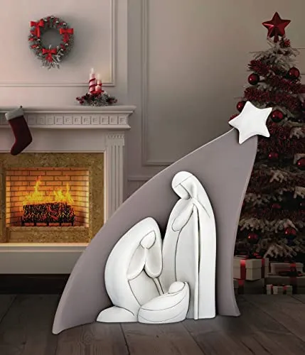 MAZZOLA LUCE Presepe Natalizio statuina Moderno 27x24 cm Tortora natività Regalo Natale