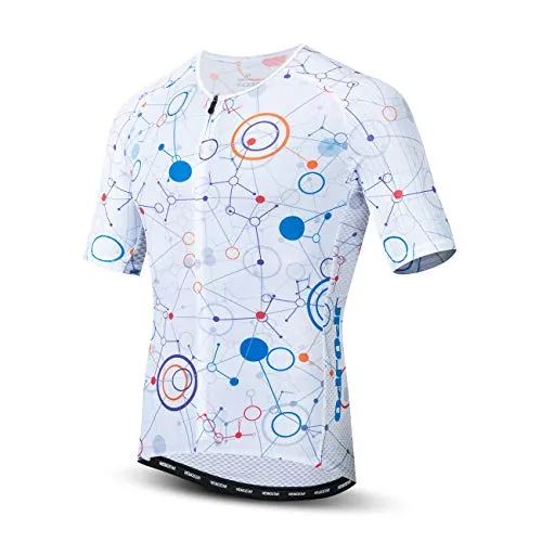 Maglietta in jersey per mountain bike, 100% poliestere traspirante, abbigliamento da ciclismo per uomo - Bianco - XL petto 110 cm