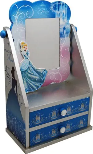 Disney 90001 - Cinderella Portatrucchi con Specchio in Legno, in Confezione Regalo, 19.5x11x30 cm