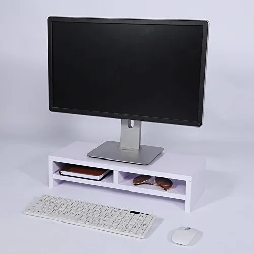 Yosoo Supporto per Monitor Computer,Mensola Alzata per Monitor Riser LCD TV Laptop Computer Schermo,Desktop Monitor Schermo Stand in Legno (Bianco)