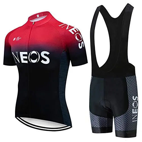 STEPANZU Abbigliamento Ciclismo Uomo Set Maglia MTB Estivo Maniche Corte e Pantaloncini Imbottiti in Gel Traspirante Completo Ciclismo Squadre