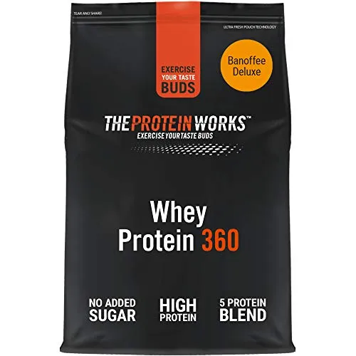 THE PROTEIN WORKS Proteine Whey 360 In Polvere | Frullato Ad Alto Contenuto Proteico | Senza Zuccheri Aggiunti e Basso Contenuto Di Grassi | Miscela Di Proteine | Banana al Caramello | 2.4kg