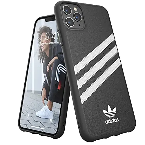 Adidas Custodia Originals Compatibile Con Iphone 11 Pro Max, Cover Protettiva Per Telefono In Tpu Con Stampa Tre Strisce Nero Bianco