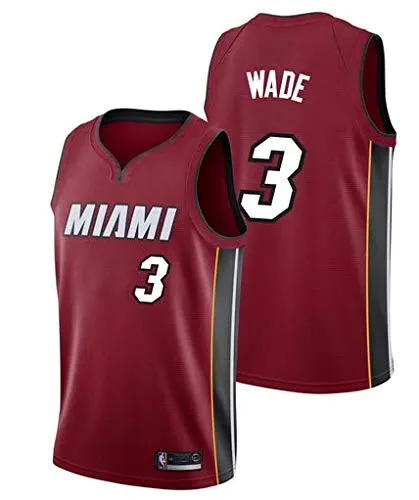 canottejerseyNBA Dwayne Wade Miami Heats #3 The Flash, Basket Jersey Maglia Canotta, Swingman Ricamata, Abbigliamento Sportivo (L, Rosso)