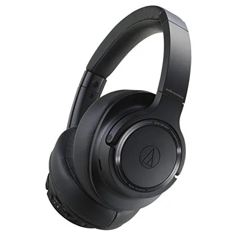 Audio Technica ATH-SR50BTBK Sound Reality Bluetooth Wireless Over-Ear Headphones High-Resolution Audio Foldable with Microphone includes Travel Pouch (Black)
