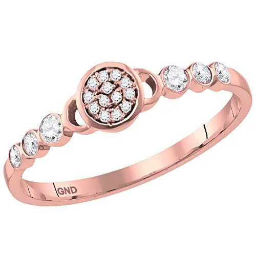 Da donna in oro rosa 14 kt diamante rotondo cluster impilabile anello 1/6 Cttw e oro rosa 14 ct, 13, cod. D2D-118735-6.5