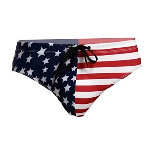 Fenical Mens USA Flag Stars Low Rise Swimwear Bikini Slip Beach Costume da Bagno Bandiera Americana Costume da Bagno per Uomo (Taglia L)