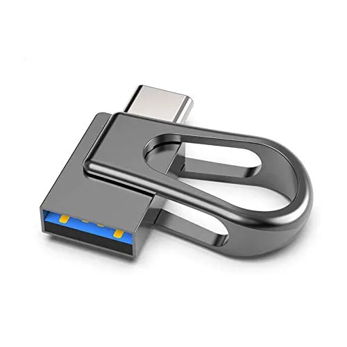 KEXIN 64GB Chiavetta USB C 3.0 2 in 1 Tipo C Pendrive Mini Penetta USB Flash Drive Memoria Stick USB Stick Metallo Impermeabile per PC Laptop Tablet Car TV USB C Smartphone (Nero)
