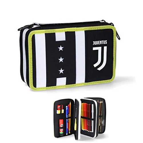 Juventus Astuccio Seven 3 Zip Completo di Cancelleria - Collezione Scuola 2020/2021-100% Originale - 100% Prodotto Ufficiale