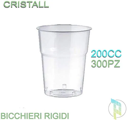 Palucart® 300 Bicchieri plastica Rigida 200cc Plastic Cups Bicchiere di plastica per Birra Kristal Bicchiere Cocktail Bar