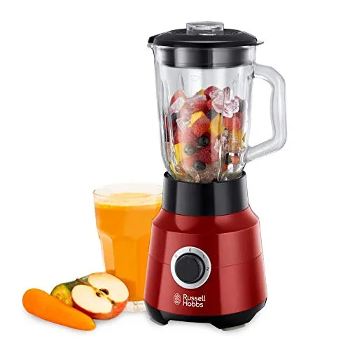 Russell Hobbs Frullatore 1.5 L, Coperchio aggiungi ingredienti, 650 W, 22.000 giri/min 2 velocità, Funzione Pulse, Desire Rosso, 24720-56