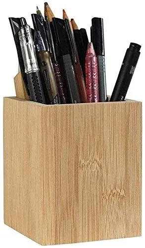 Bamboo Wood Desk Pen Matita Pencil Sup Stand Multi use Pencil Pot Pot Desk Organizer, 8x8x10cm JDTBYMXX