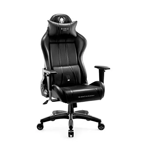 DIABLO X-One 2.0 Sedia da Gaming Gamer Chair Poltrona Ufficio Scrivania Braccioli Regolabili Design Ergonomico Supporto Lombare Funzione di Inclinazione (Normal (L), Black)