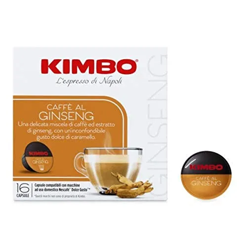 Kimbo Capsule Caffè Al Ginseng Compatibili Nescafé Dolce Gusto, 4 Astucci Da 16 Capsule (Totale 64 Capsule) - 512 g