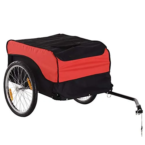 HOMCOM 65 × 61 × 39 cm Carrello per bici Rimorchio per bicicletta Rosso/Nero