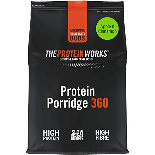 The Protein Works Porridge Proteico 360 | Basso Contenuto di Zuccheri, Ricco di Fibre, Vitamine E Minerali | Mela E Cannella, 1 kg