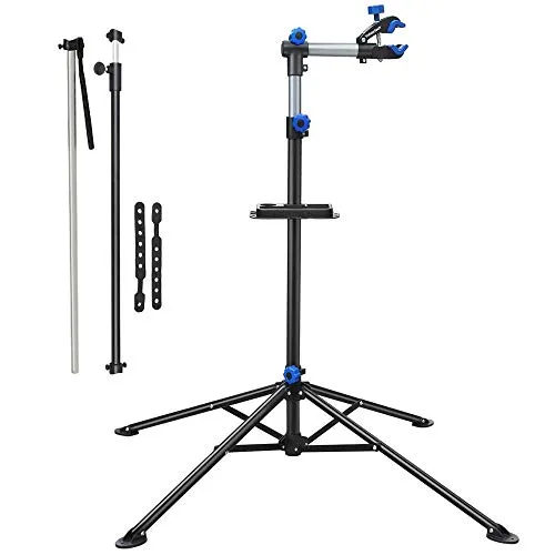 Yaheetech Supporto Cavalletto per Manutenzione/Riparazione Bicicletta Pieghevole Regolabile Universale Rotazione 360 ° Staffa Supporta 50 kg Nero/Blu