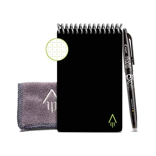 Rocketbook  EVR-M-K Mini notebook riutilizzabile con Panno e Penna Inclusi, 8,9 cm x 14 cm, Nero (Infinity Black)