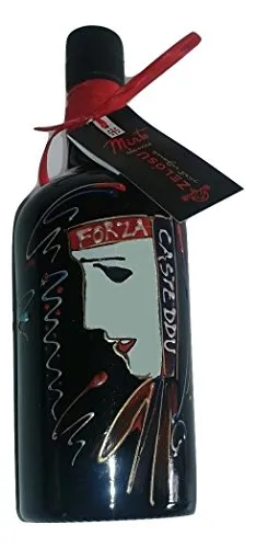 Mirto rosso Zelosu Sardegna 50cl bottiglia decorata a mano Forza casteddu