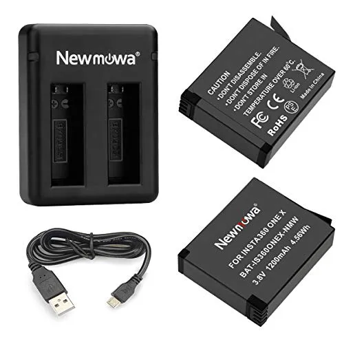 Newmowa Batteria (confezione da 2) e Doppio Caricatore USB per Insta360 ONE X …