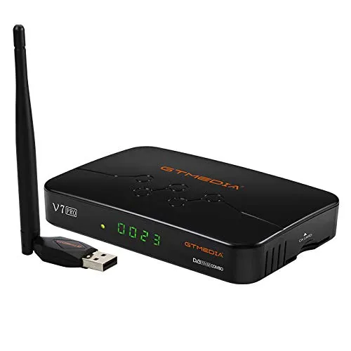 GT Media V7 Pro Decoder ricevitore satellitare TDT Combo DVB-S/S2/S2X/DVB-T/T2 Full HD 1080p H.265 10bit con antenna WiFi USB, lettore di schede, supporto CC CAM Youtube AutoBiss