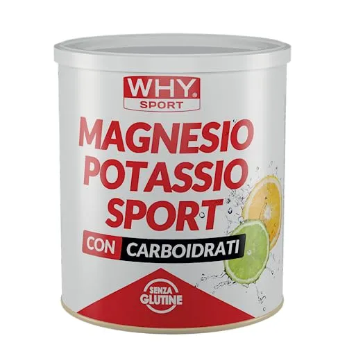 WHY SPORT Magnesio e Potassio Sport - Integratore Alimentare con Carboidrati e Sali Minerali Senza Glutine Gusto Agrumi - 300 gr