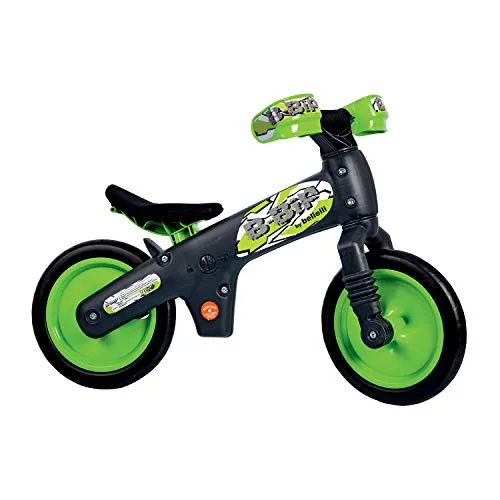 b bellelli B-Bip - Bicicletta senza Pedali - per Bambini da 2 a 5 Anni, Peso Massimo 33 kg - Utilizzo all'Interno e all'Esterno - Nero e Verde