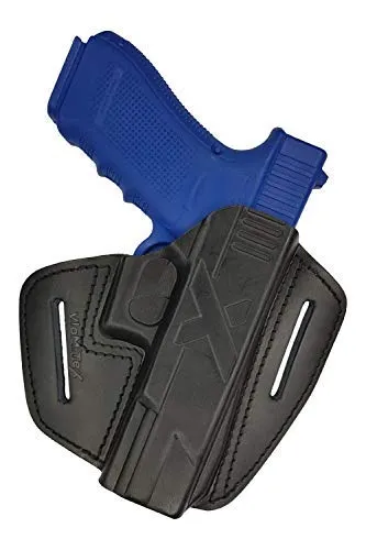 VlaMiTex U9 Fodero da Estrazione Rapida per Pistola Glock 17 19 20 21 22 23 25 31 32 37, in 100% Pelle