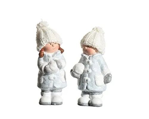 Kaemingk Ceramica Bambino con Palla di Neve 5x4.5x13cm (2 assortiti 1 fornito)