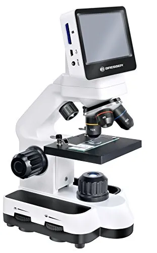 'BRESSER LCD microscopio"40 X-1400 X con schermo capacitivo touch display, USB, AV OUT, SD Slot Bianco